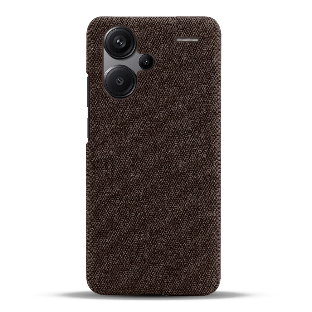 For Xiaomi Redmi Note 13 Pro+ 5G Slim-fit Case Smartphone Cover Shockproof Cloth+PC Phone Shell - Brown