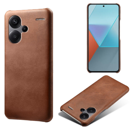For Xiaomi Redmi Note 13 Pro+ 5G Case Calf Texture PC Cover Anti-Scratch Phone Shell - Brown
