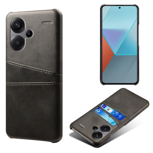 For Xiaomi Redmi Note 13 Pro+ 5G Case Dual Card Slots PU+PC Slim Phone Cover - Black