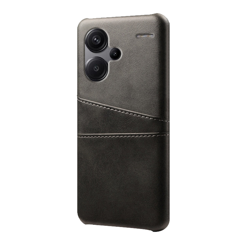 For Xiaomi Redmi Note 13 Pro+ 5G Case Dual Card Slots PU+PC Slim Phone Cover - Black