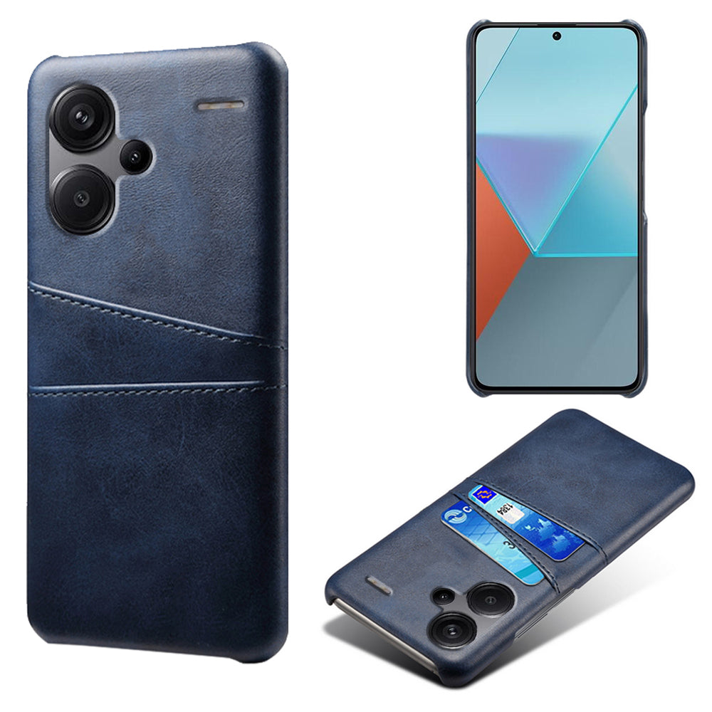 For Xiaomi Redmi Note 13 Pro+ 5G Case Dual Card Slots PU+PC Slim Phone Cover - Blue