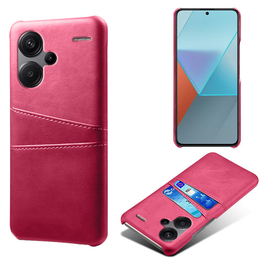 For Xiaomi Redmi Note 13 Pro+ 5G Case Dual Card Slots PU+PC Slim Phone Cover - Rose