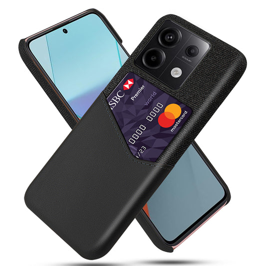 For Xiaomi Redmi Note 13 Pro 5G / Poco X6 5G Case Cloth+PU Leather+PC Phone Protective Cover with Card Slot - Black