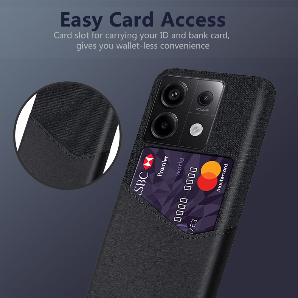 For Xiaomi Redmi Note 13 Pro 5G / Poco X6 5G Case Cloth+PU Leather+PC Phone Protective Cover with Card Slot - Black