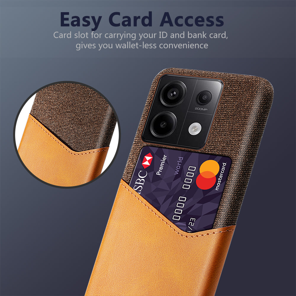 For Xiaomi Redmi Note 13 Pro 5G / Poco X6 5G Case Cloth+PU Leather+PC Phone Protective Cover with Card Slot - Orange