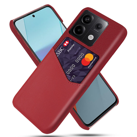 For Xiaomi Redmi Note 13 Pro 5G / Poco X6 5G Case Cloth+PU Leather+PC Phone Protective Cover with Card Slot - Red