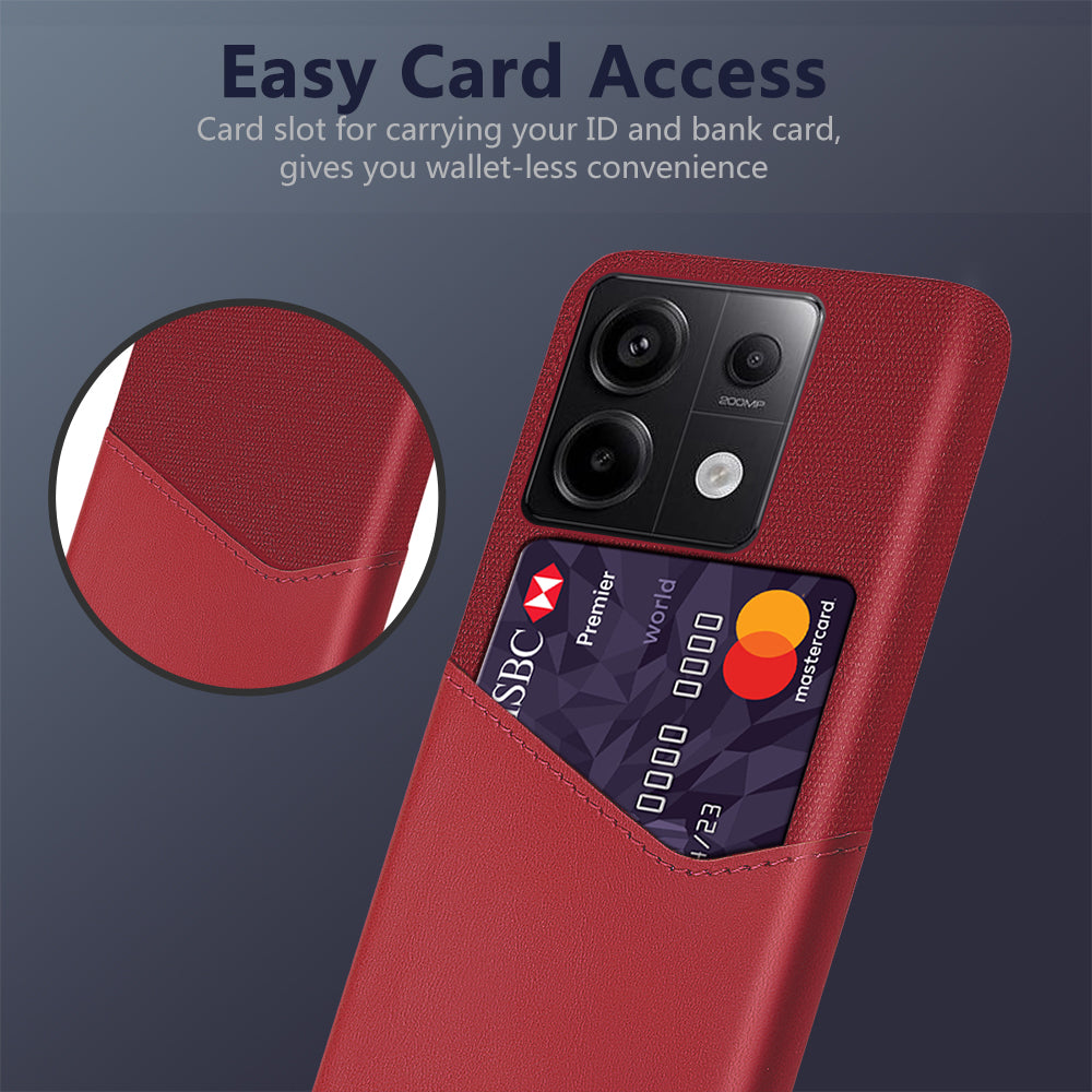 For Xiaomi Redmi Note 13 Pro 5G / Poco X6 5G Case Cloth+PU Leather+PC Phone Protective Cover with Card Slot - Red