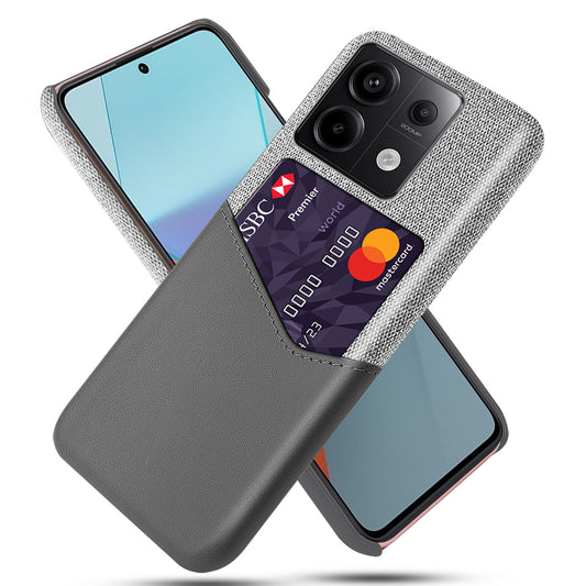 For Xiaomi Redmi Note 13 Pro 5G / Poco X6 5G Case Cloth+PU Leather+PC Phone Protective Cover with Card Slot - Grey
