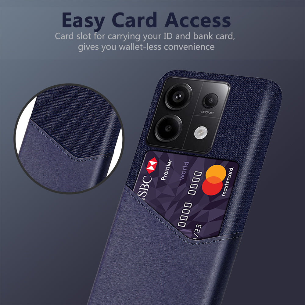 For Xiaomi Redmi Note 13 Pro 5G / Poco X6 5G Case Cloth+PU Leather+PC Phone Protective Cover with Card Slot - Blue