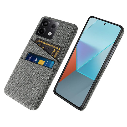 For Xiaomi Redmi Note 13 Pro 5G / Poco X6 5G Slim Case Dual Card Holder Hard PC+Cloth Phone Case - Grey