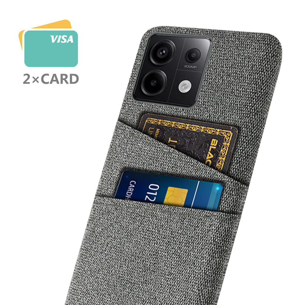 For Xiaomi Redmi Note 13 Pro 5G / Poco X6 5G Slim Case Dual Card Holder Hard PC+Cloth Phone Case - Grey