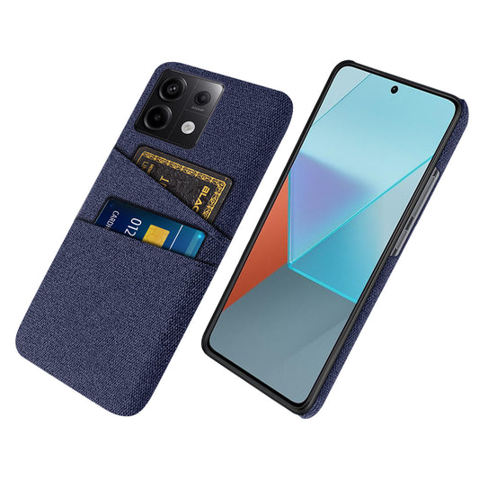 For Xiaomi Redmi Note 13 Pro 5G / Poco X6 5G Slim Case Dual Card Holder Hard PC+Cloth Phone Case - Blue