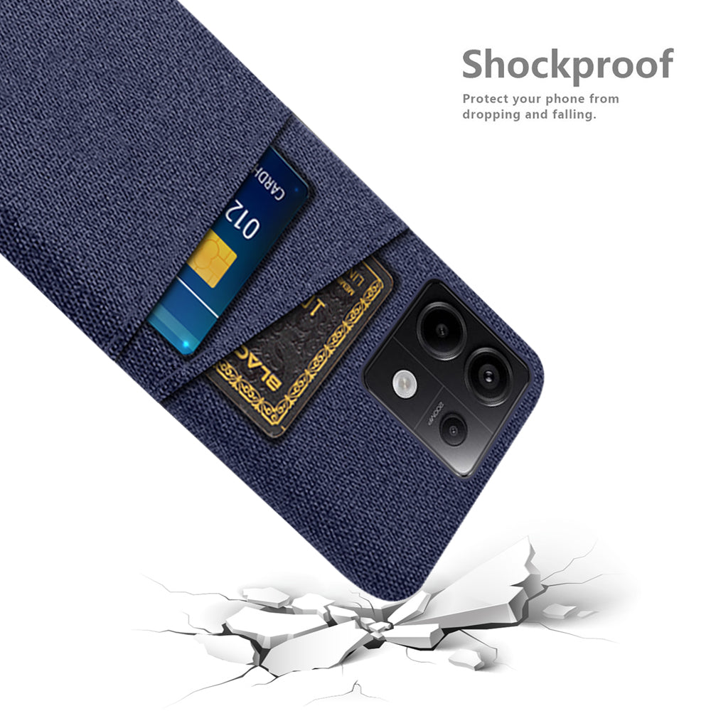 For Xiaomi Redmi Note 13 Pro 5G / Poco X6 5G Slim Case Dual Card Holder Hard PC+Cloth Phone Case - Blue