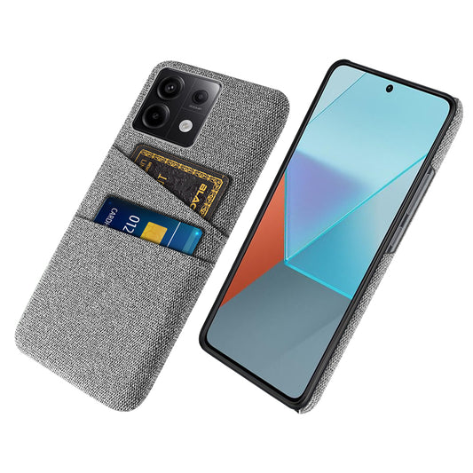For Xiaomi Redmi Note 13 Pro 5G / Poco X6 5G Slim Case Dual Card Holder Hard PC+Cloth Phone Case - Light Grey