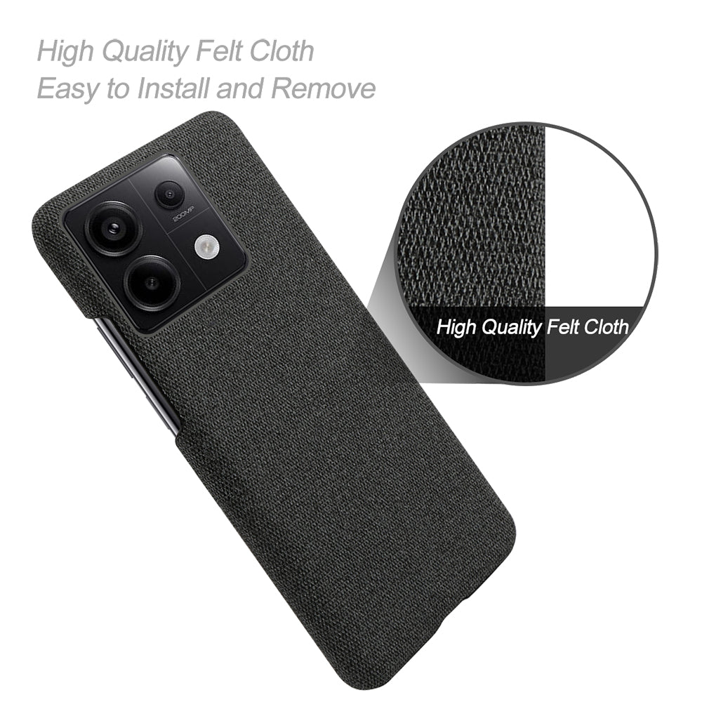 For Xiaomi Redmi Note 13 Pro 5G / Poco X6 5G Case Shockproof Phone Cover Cloth+PC Mobile Phone Shell - Black
