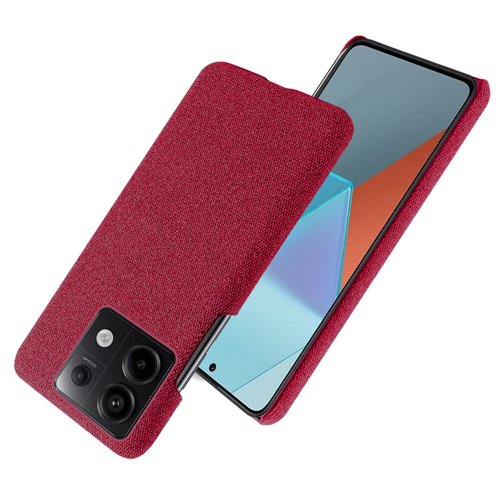 For Xiaomi Redmi Note 13 Pro 5G / Poco X6 5G Case Shockproof Phone Cover Cloth+PC Mobile Phone Shell - Red