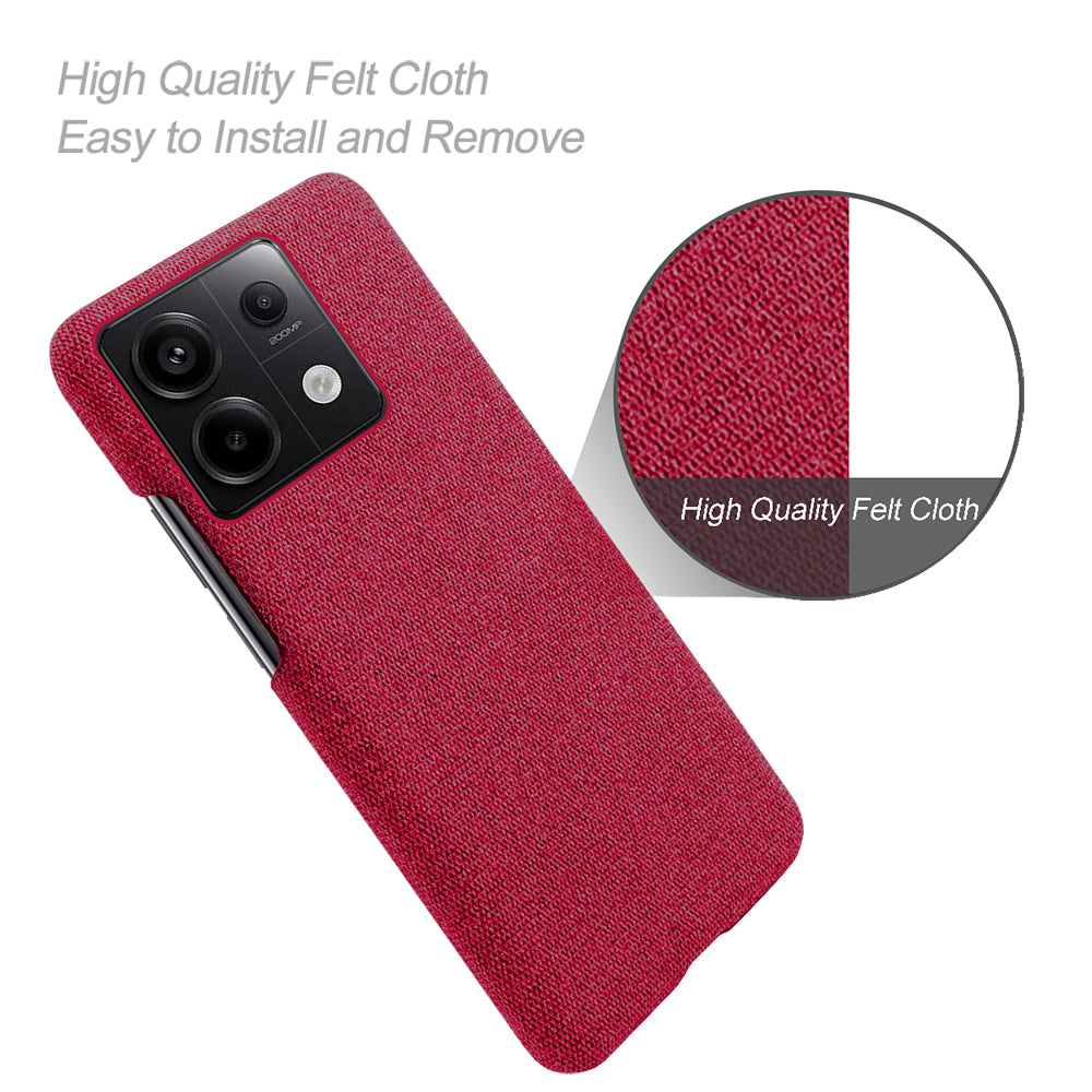 For Xiaomi Redmi Note 13 Pro 5G / Poco X6 5G Case Shockproof Phone Cover Cloth+PC Mobile Phone Shell - Red