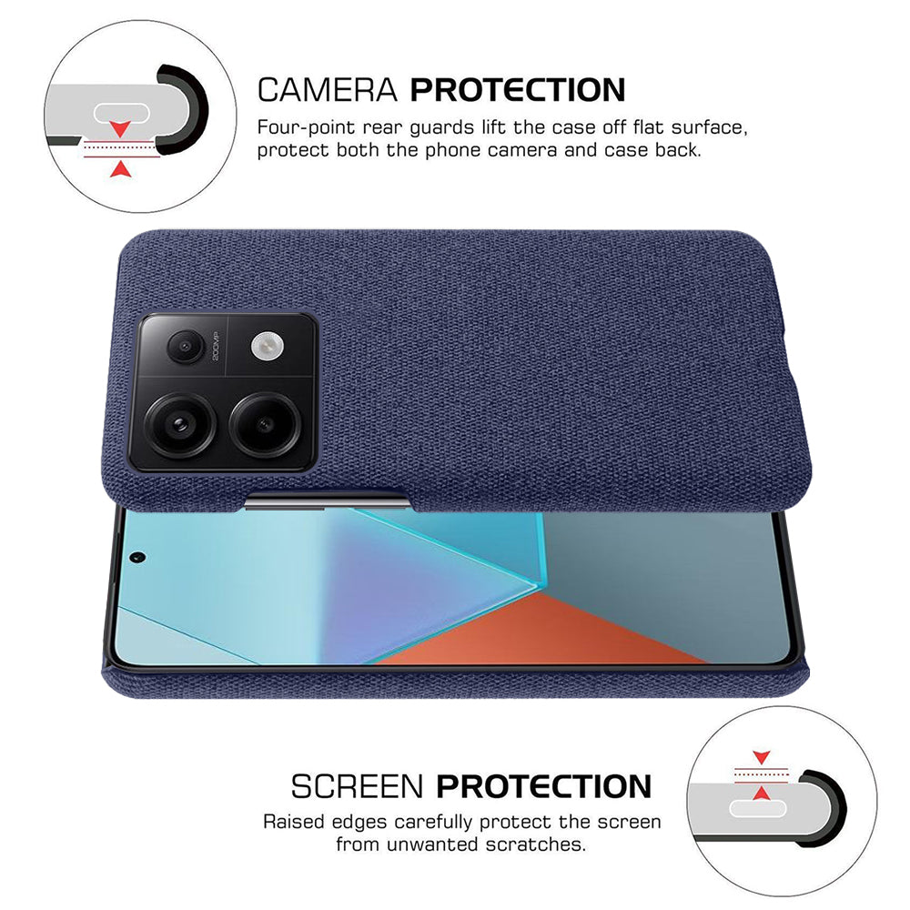 For Xiaomi Redmi Note 13 Pro 5G / Poco X6 5G Case Shockproof Phone Cover Cloth+PC Mobile Phone Shell - Blue