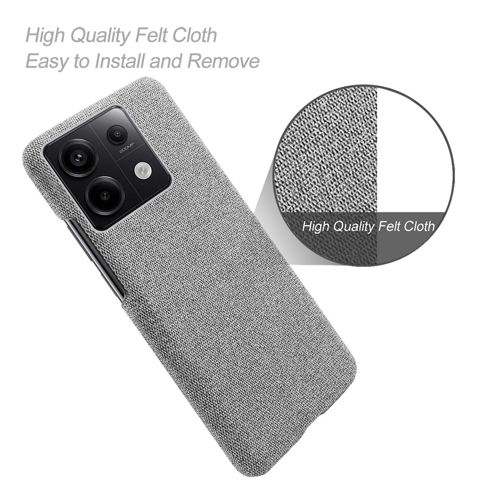 For Xiaomi Redmi Note 13 Pro 5G / Poco X6 5G Case Shockproof Phone Cover Cloth+PC Mobile Phone Shell - Light Grey