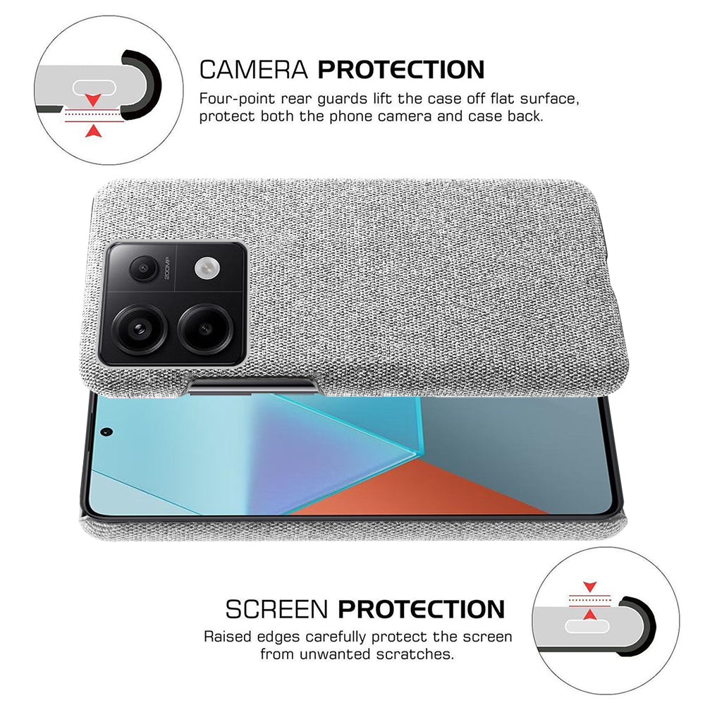 For Xiaomi Redmi Note 13 Pro 5G / Poco X6 5G Case Shockproof Phone Cover Cloth+PC Mobile Phone Shell - Light Grey