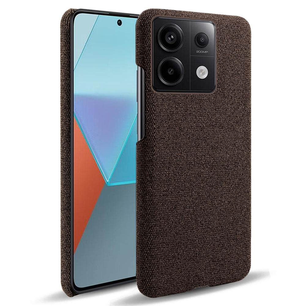For Xiaomi Redmi Note 13 Pro 5G / Poco X6 5G Case Shockproof Phone Cover Cloth+PC Mobile Phone Shell - Brown