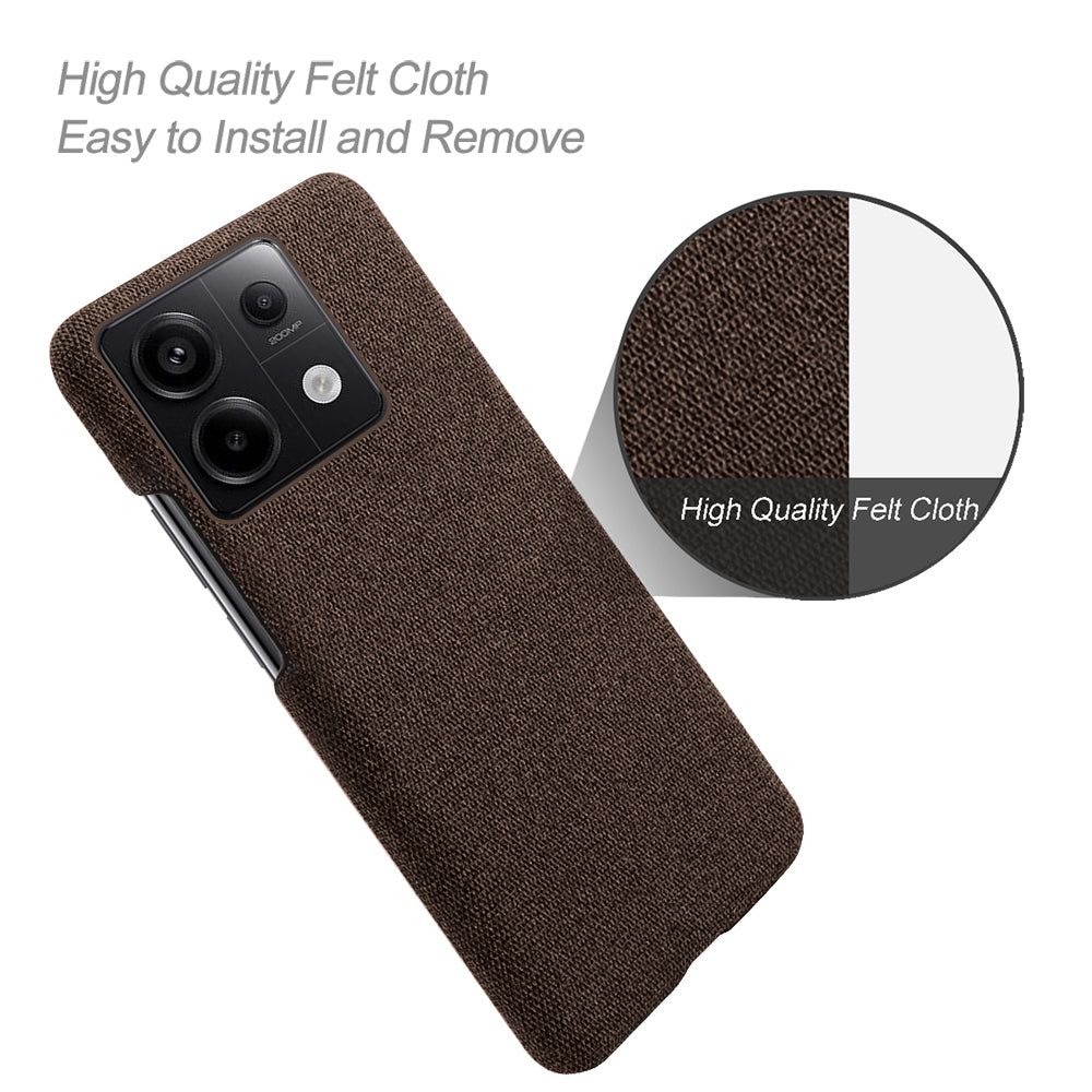For Xiaomi Redmi Note 13 Pro 5G / Poco X6 5G Case Shockproof Phone Cover Cloth+PC Mobile Phone Shell - Brown