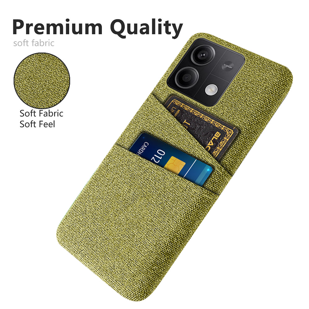Hard PC+Cloth Phone Cover for Xiaomi Redmi Note 13 5G Case Dual Card Slot Protective Phone Case - Yellow