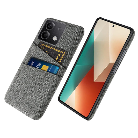 Hard PC+Cloth Phone Cover for Xiaomi Redmi Note 13 5G Case Dual Card Slot Protective Phone Case - Grey