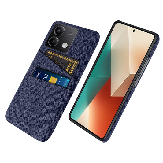 Hard PC+Cloth Phone Cover for Xiaomi Redmi Note 13 5G Case Dual Card Slot Protective Phone Case - Blue