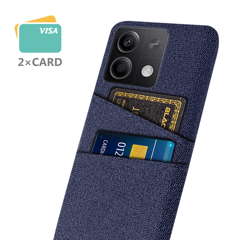 Hard PC+Cloth Phone Cover for Xiaomi Redmi Note 13 5G Case Dual Card Slot Protective Phone Case - Blue
