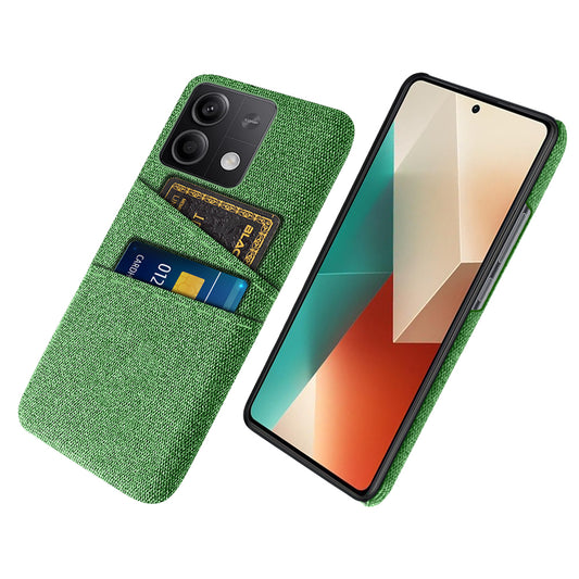 Hard PC+Cloth Phone Cover for Xiaomi Redmi Note 13 5G Case Dual Card Slot Protective Phone Case - Green