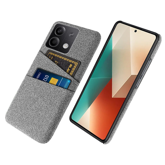 Hard PC+Cloth Phone Cover for Xiaomi Redmi Note 13 5G Case Dual Card Slot Protective Phone Case - Light Grey