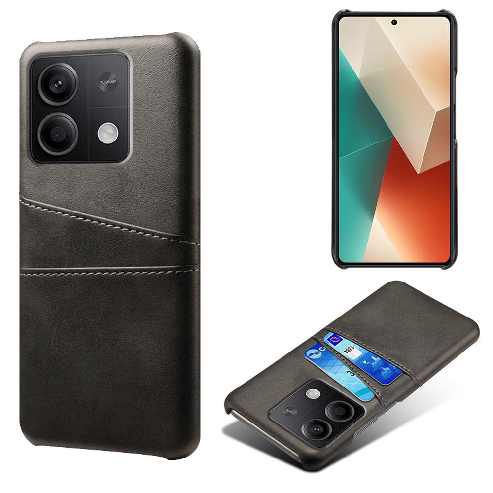 For Xiaomi Redmi Note 13 5G Case Dual Card Slots Shockproof Case PU+PC Slim Phone Case - Black