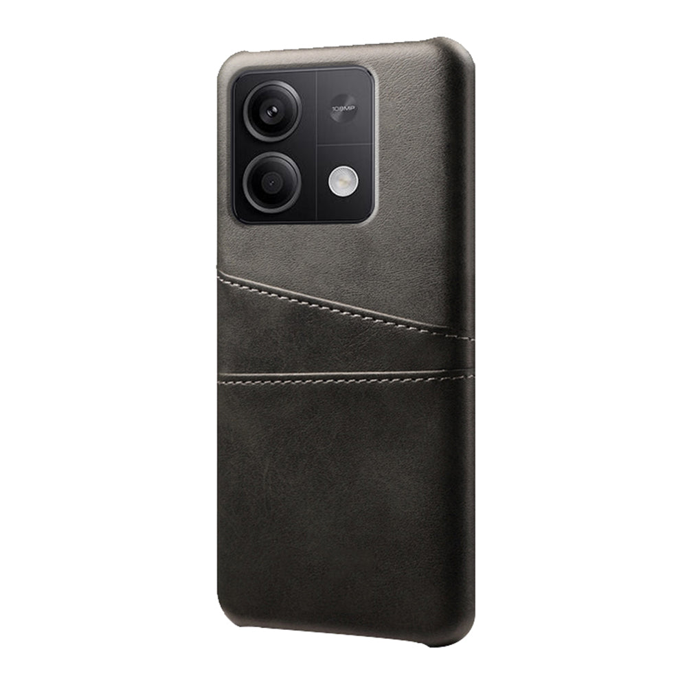 For Xiaomi Redmi Note 13 5G Case Dual Card Slots Shockproof Case PU+PC Slim Phone Case - Black