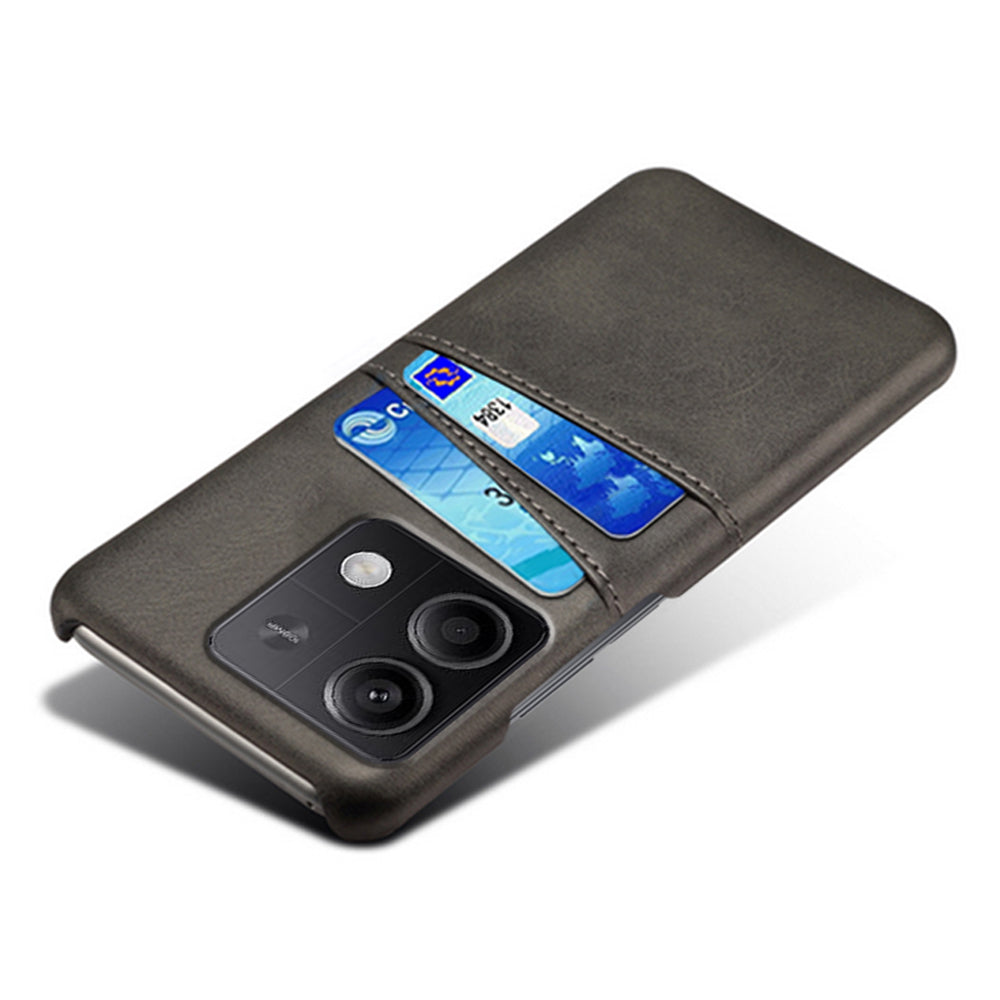 For Xiaomi Redmi Note 13 5G Case Dual Card Slots Shockproof Case PU+PC Slim Phone Case - Black