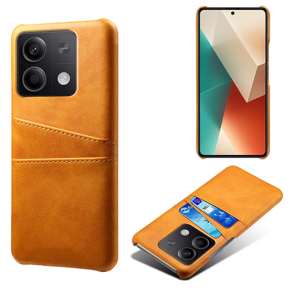For Xiaomi Redmi Note 13 5G Case Dual Card Slots Shockproof Case PU+PC Slim Phone Case - Orange