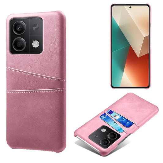 For Xiaomi Redmi Note 13 5G Case Dual Card Slots Shockproof Case PU+PC Slim Phone Case - Rose Gold