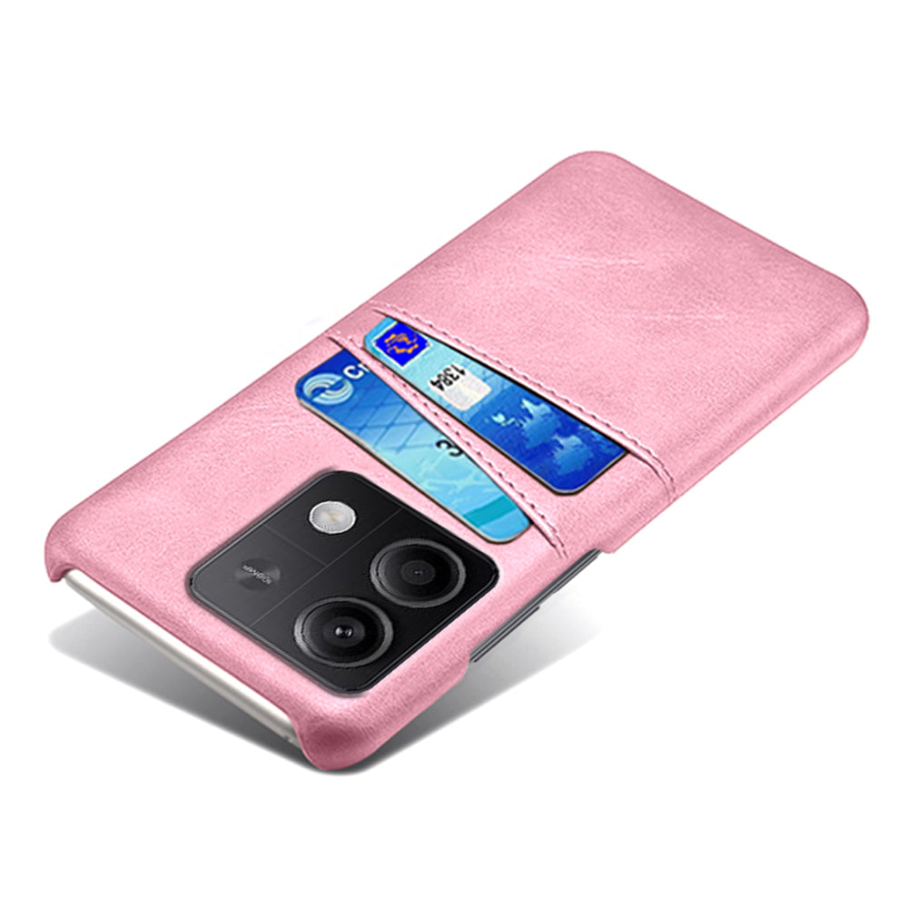 For Xiaomi Redmi Note 13 5G Case Dual Card Slots Shockproof Case PU+PC Slim Phone Case - Rose Gold
