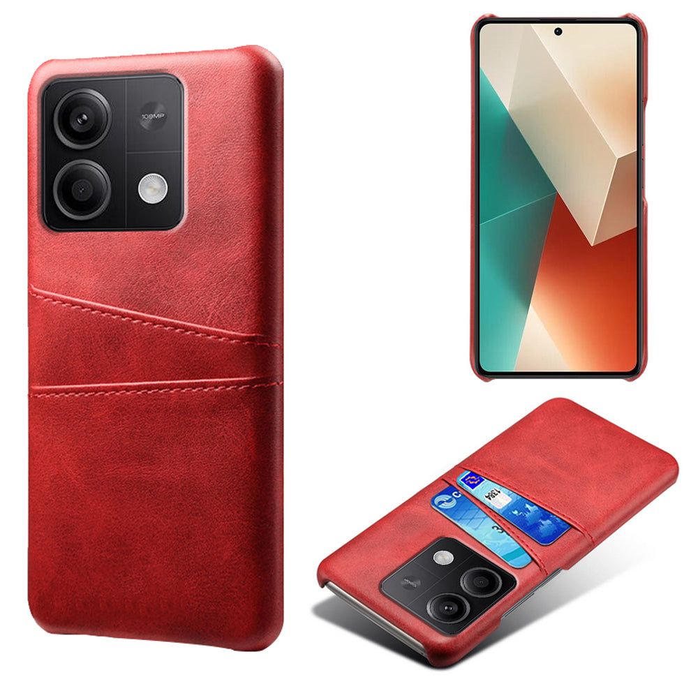 For Xiaomi Redmi Note 13 5G Case Dual Card Slots Shockproof Case PU+PC Slim Phone Case - Red