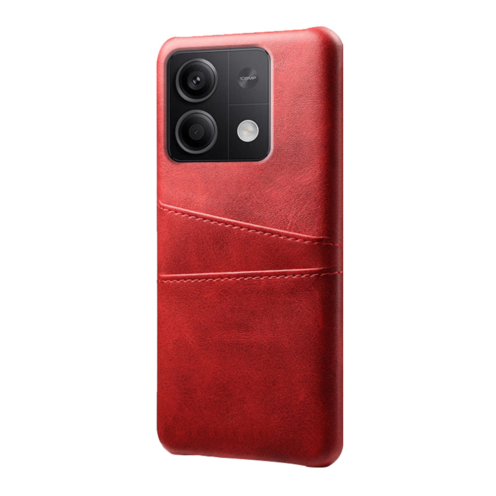 For Xiaomi Redmi Note 13 5G Case Dual Card Slots Shockproof Case PU+PC Slim Phone Case - Red