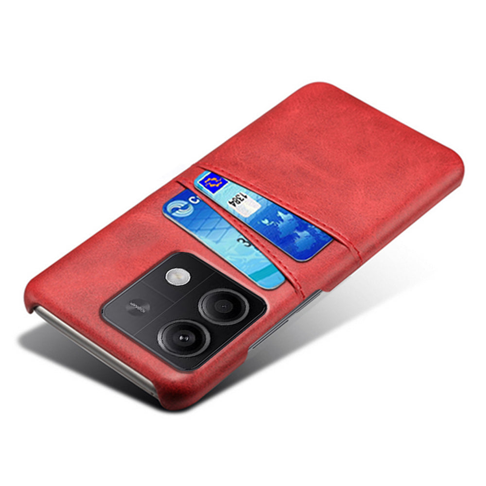 For Xiaomi Redmi Note 13 5G Case Dual Card Slots Shockproof Case PU+PC Slim Phone Case - Red