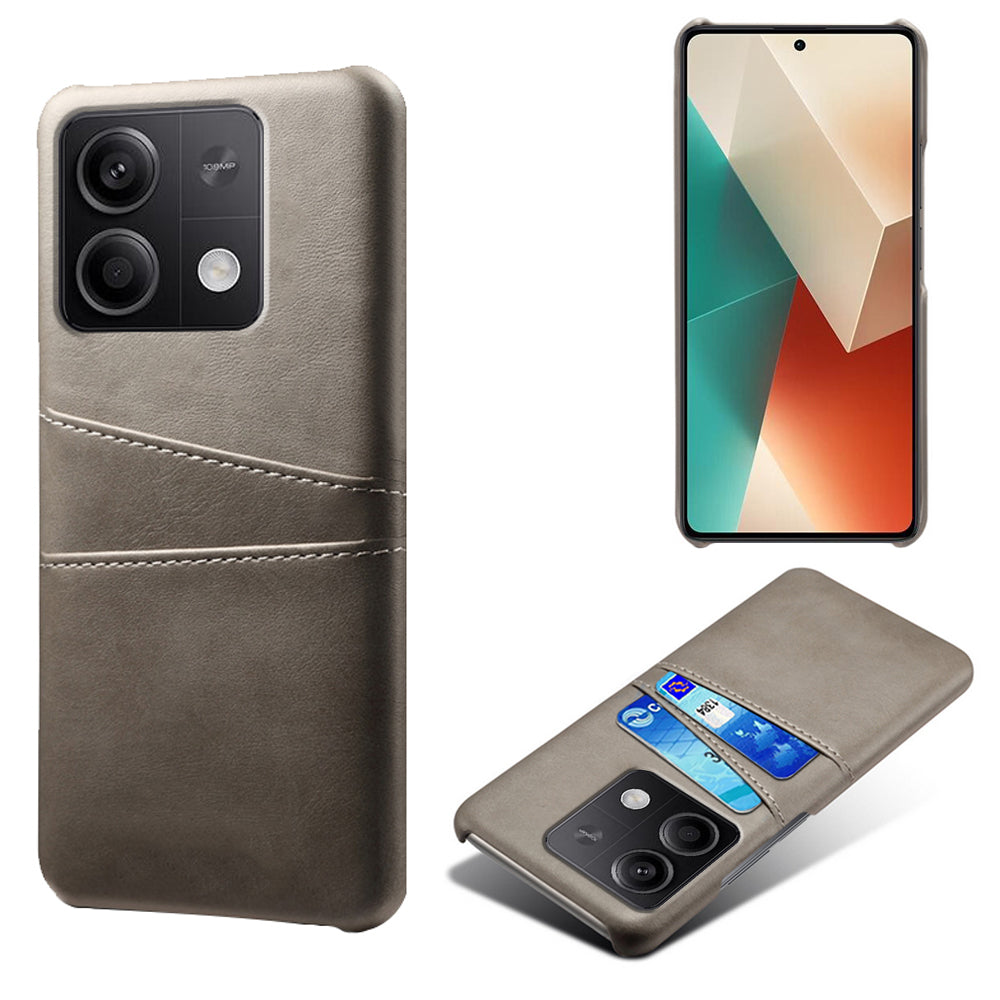For Xiaomi Redmi Note 13 5G Case Dual Card Slots Shockproof Case PU+PC Slim Phone Case - Grey
