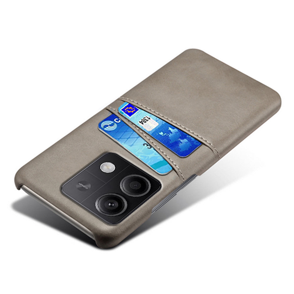 For Xiaomi Redmi Note 13 5G Case Dual Card Slots Shockproof Case PU+PC Slim Phone Case - Grey