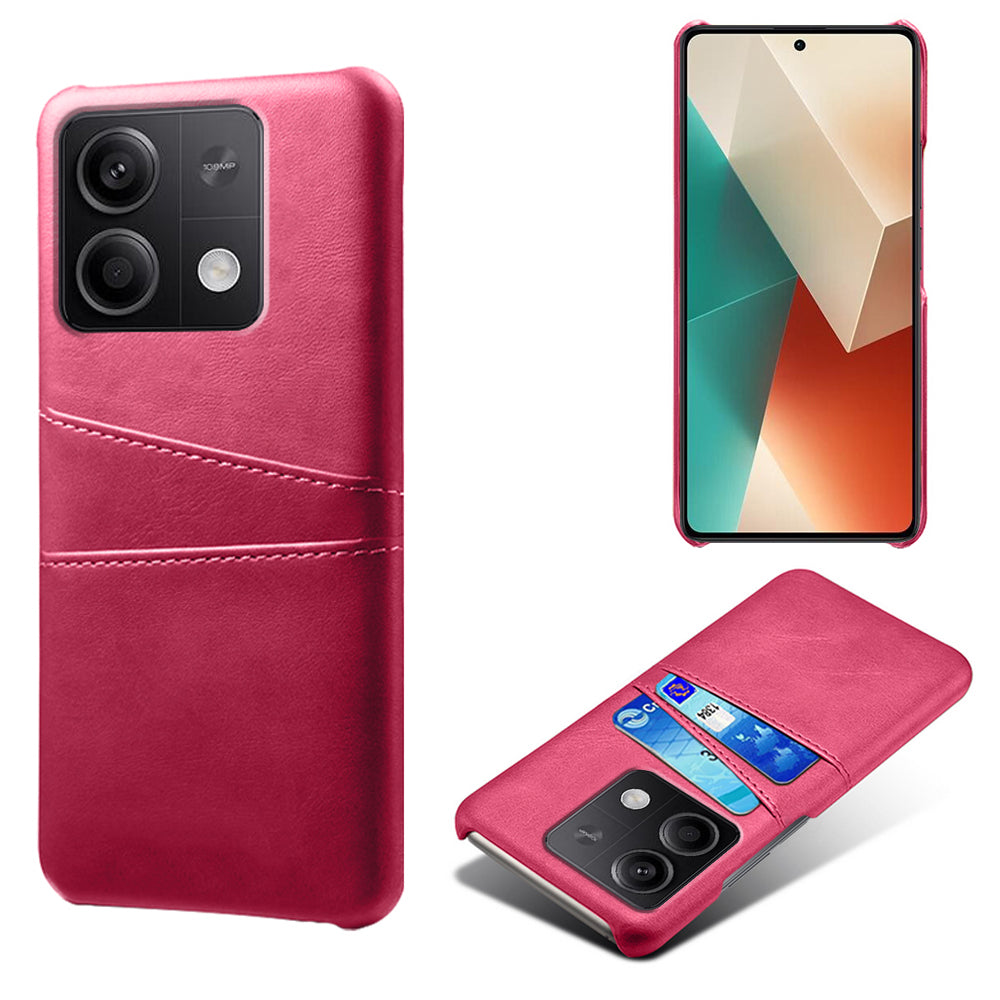 For Xiaomi Redmi Note 13 5G Case Dual Card Slots Shockproof Case PU+PC Slim Phone Case - Rose