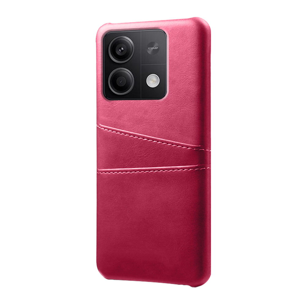 For Xiaomi Redmi Note 13 5G Case Dual Card Slots Shockproof Case PU+PC Slim Phone Case - Rose