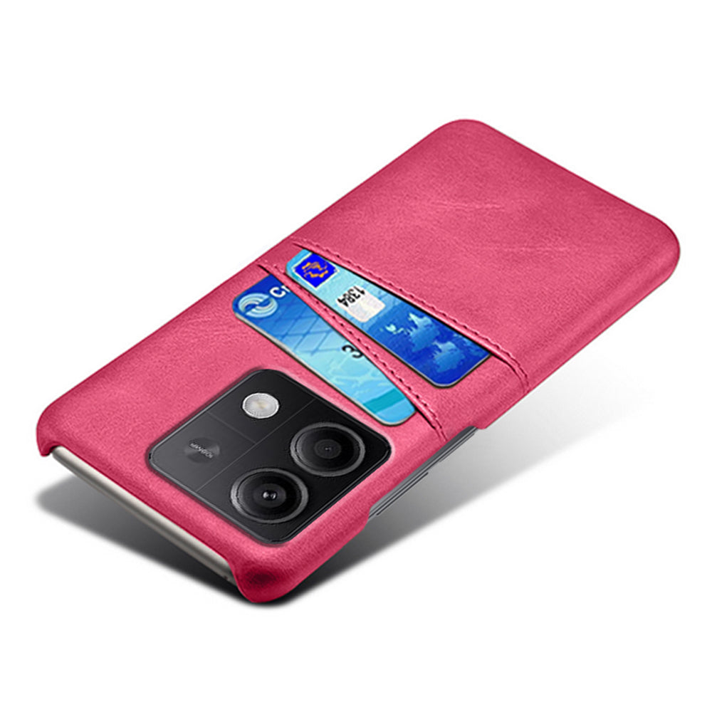 For Xiaomi Redmi Note 13 5G Case Dual Card Slots Shockproof Case PU+PC Slim Phone Case - Rose