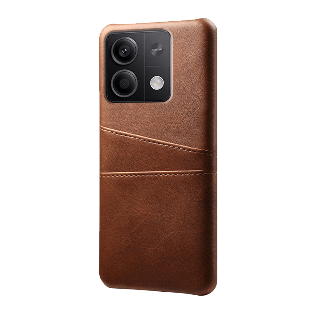 For Xiaomi Redmi Note 13 5G Case Dual Card Slots Shockproof Case PU+PC Slim Phone Case - Brown