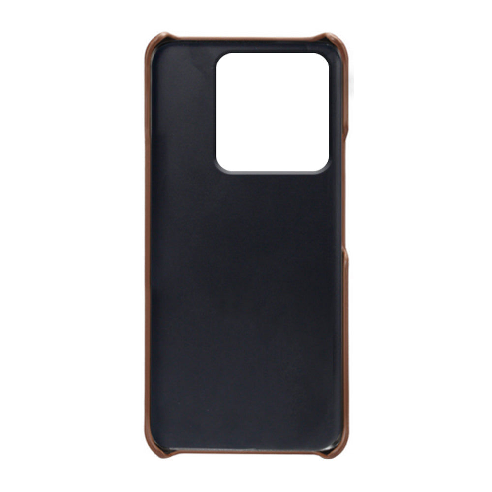 For Xiaomi Redmi Note 13 5G Case Dual Card Slots Shockproof Case PU+PC Slim Phone Case - Brown