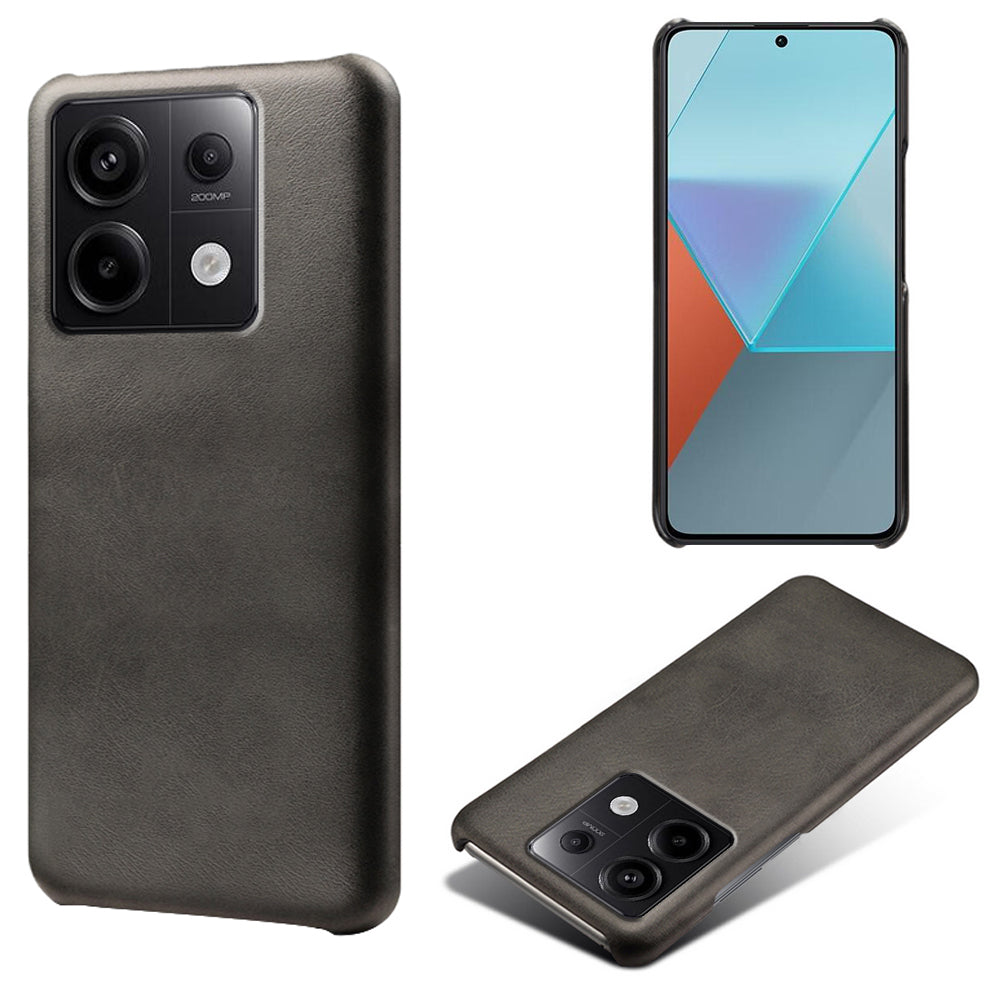 For Xiaomi Redmi Note 13 Pro 5G / Poco X6 5G Case Calf Texture Anti-Scratch PU+PC Phone Shell - Black