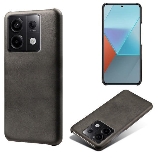 For Xiaomi Redmi Note 13 Pro 5G / Poco X6 5G Case Calf Texture Anti-Scratch PU+PC Phone Shell - Black